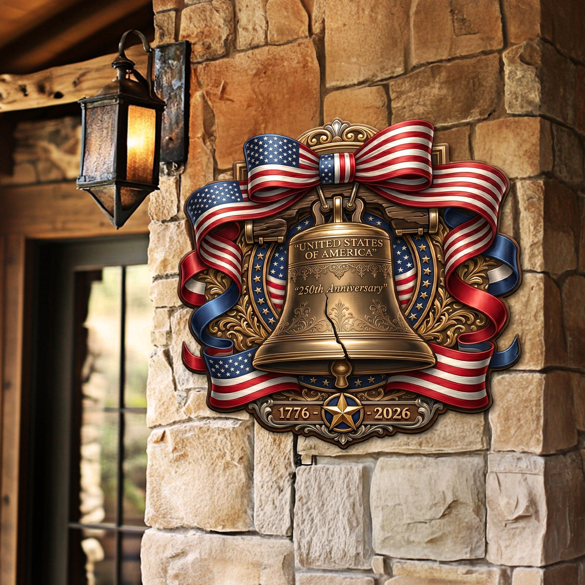 Shineful Patriot Bell Wood Sign