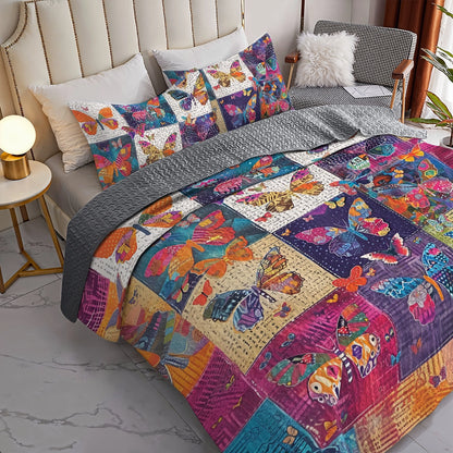 Shineful All Season Quilt 3-Piece Set Flutter Fantasy Butterfly