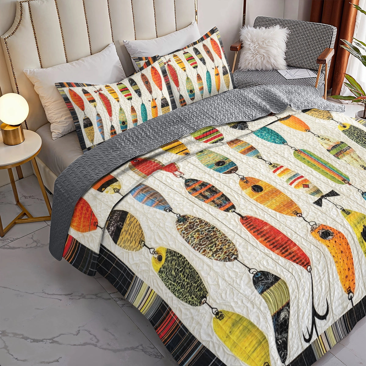 Shineful All Season Quilt 3-Piece Set Fishing Big Catch