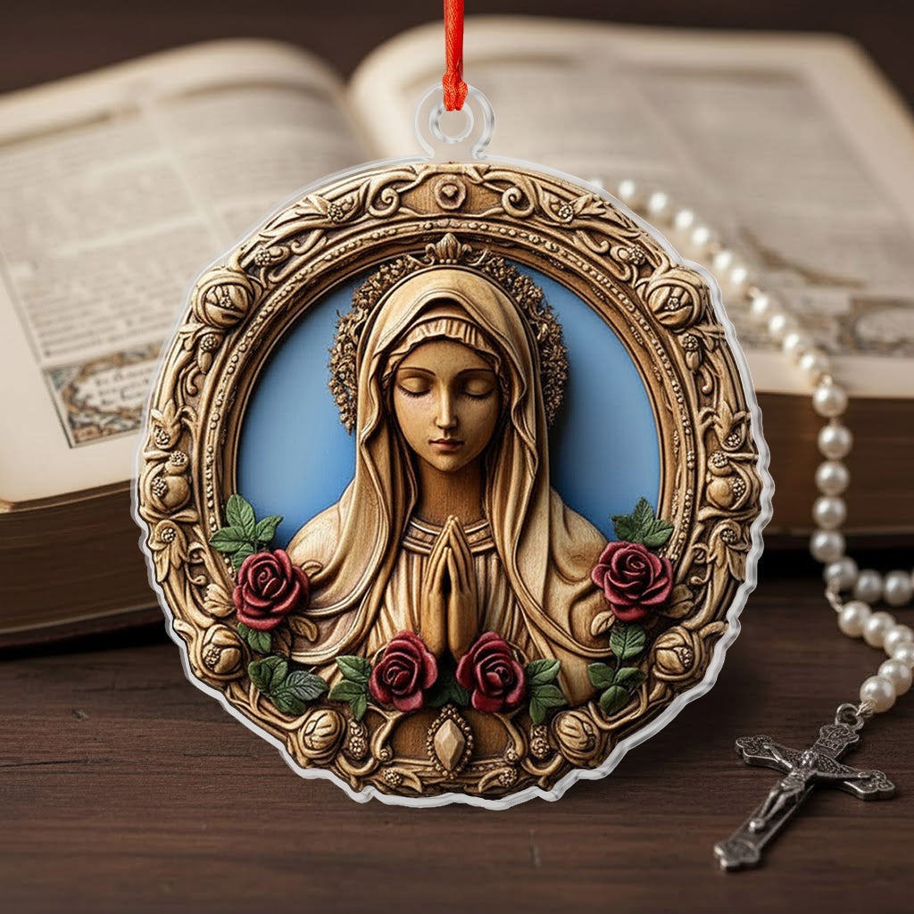 Shineful 2D Acrylic Ornament Sacred Heart Virgin Mary Wooden