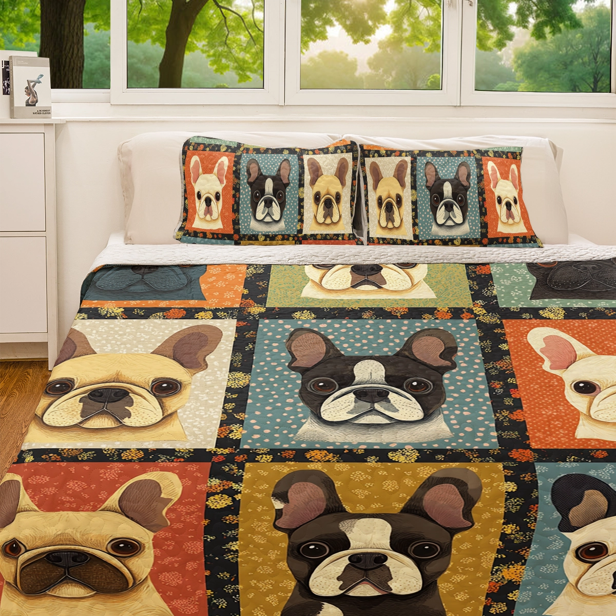 Shineful All Season Quilt 3-Piece Set - French Bulldog Snuggle