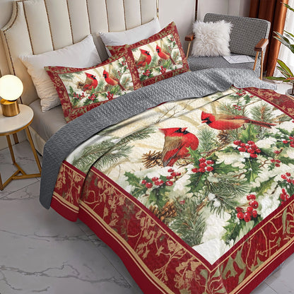 Shineful All Season Quilt 3-Piece Set Holiday Cardinal