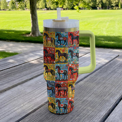 Shineful Tumbler Folk Art Horse