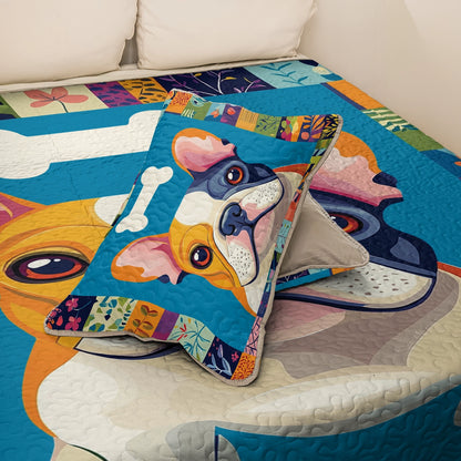 Shineful All Season Quilt 3-Piece Set - Colorful Frenchie