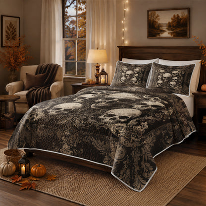 Shineful Quilt 3-Piece Set Gothic Skull Majesty