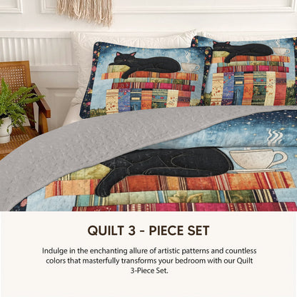 Shineful Quilt 3-Piece Set Cozy Cat