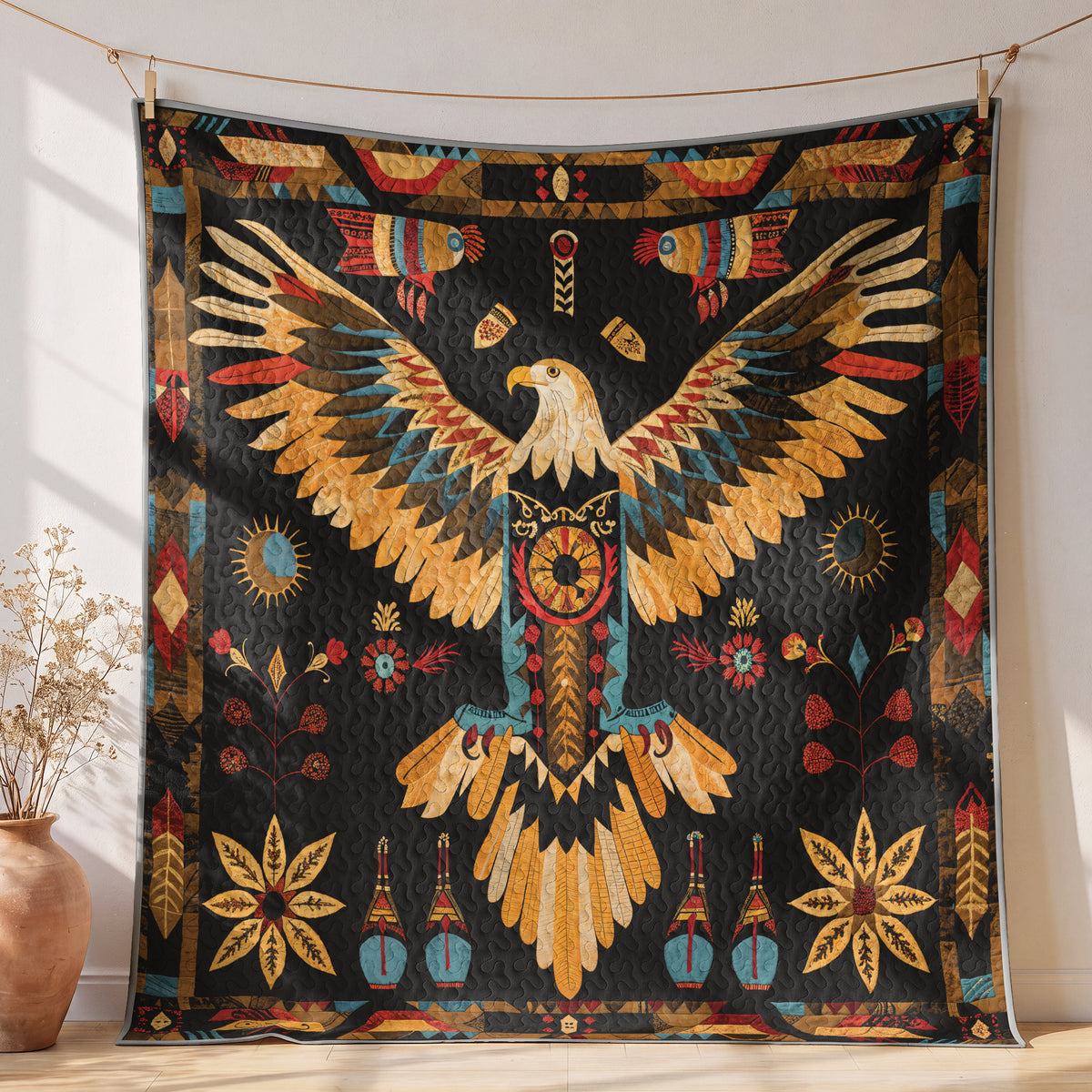 Shineful Quilt 3-Piece Set Tribal Eagle