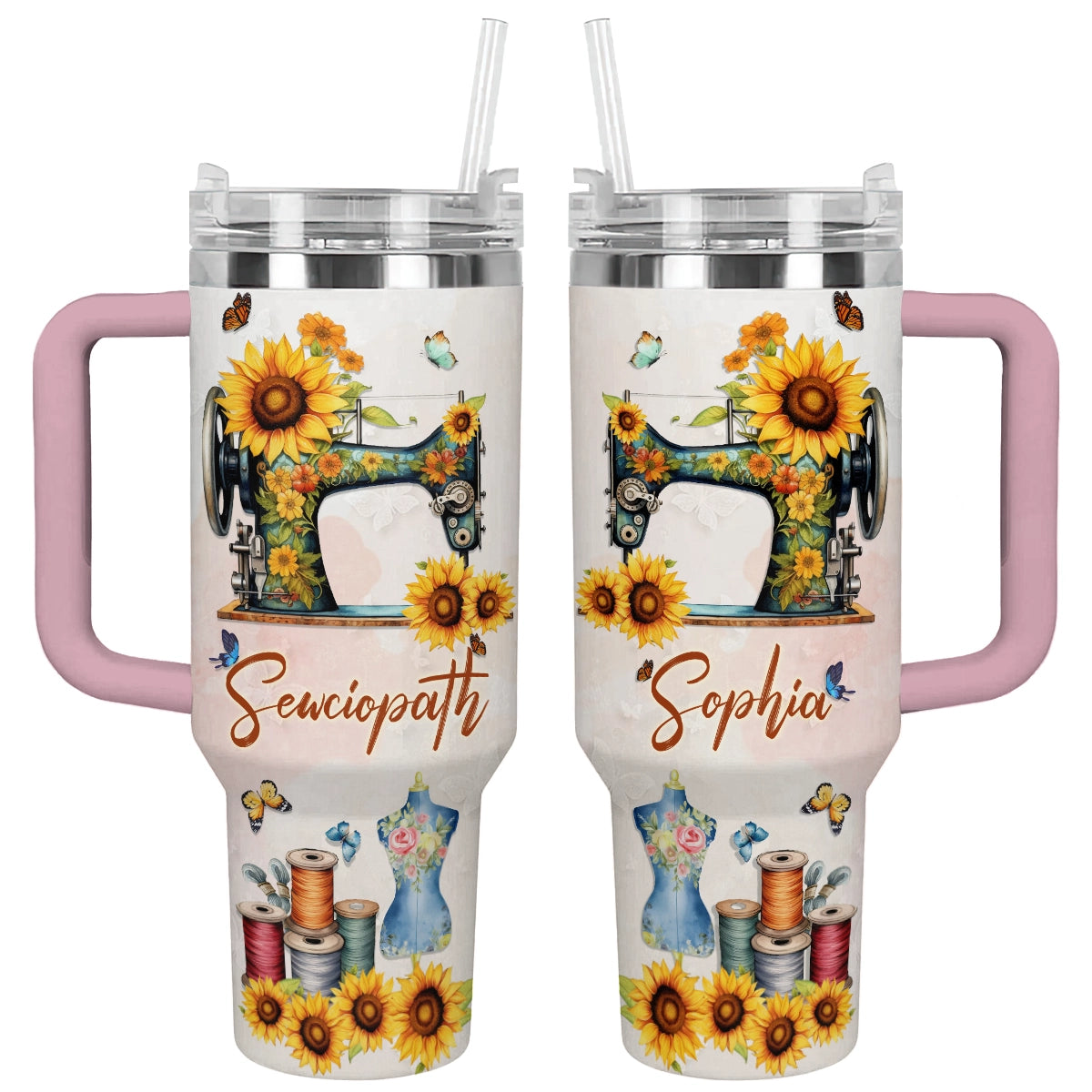 Shineful Tumbler Personalized Sewciopath Sunflower Sewing Machine