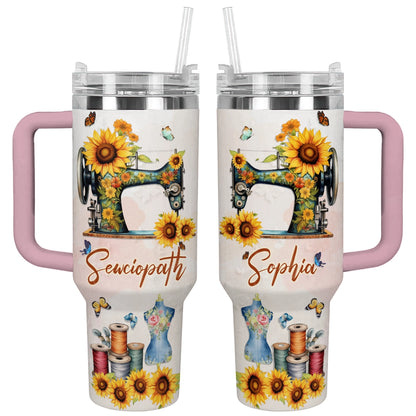 Shineful Tumbler Personalized Sewciopath Sunflower Sewing Machine
