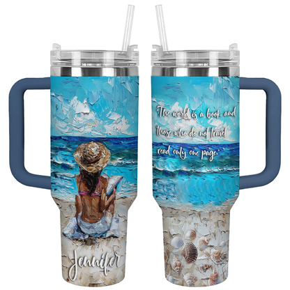Shineful Tumbler Personalized Reading Lover Favorite Quote Gorgeous Ocean