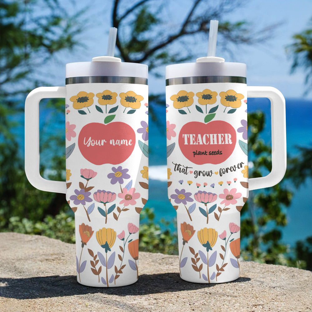 Shineful Tumbler Personalized Floral Teacher