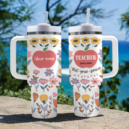 Shineful Tumbler Personalized Floral Teacher