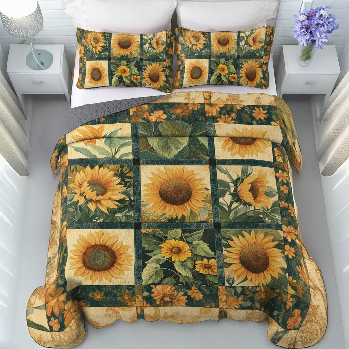 Shineful All Season Quilt 3-Piece Set Sunflower Harvest Comfort