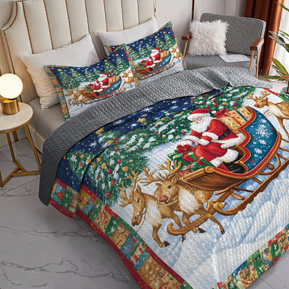 Shineful All Season Quilt 3-Piece Set Santa’s Sleigh Ride