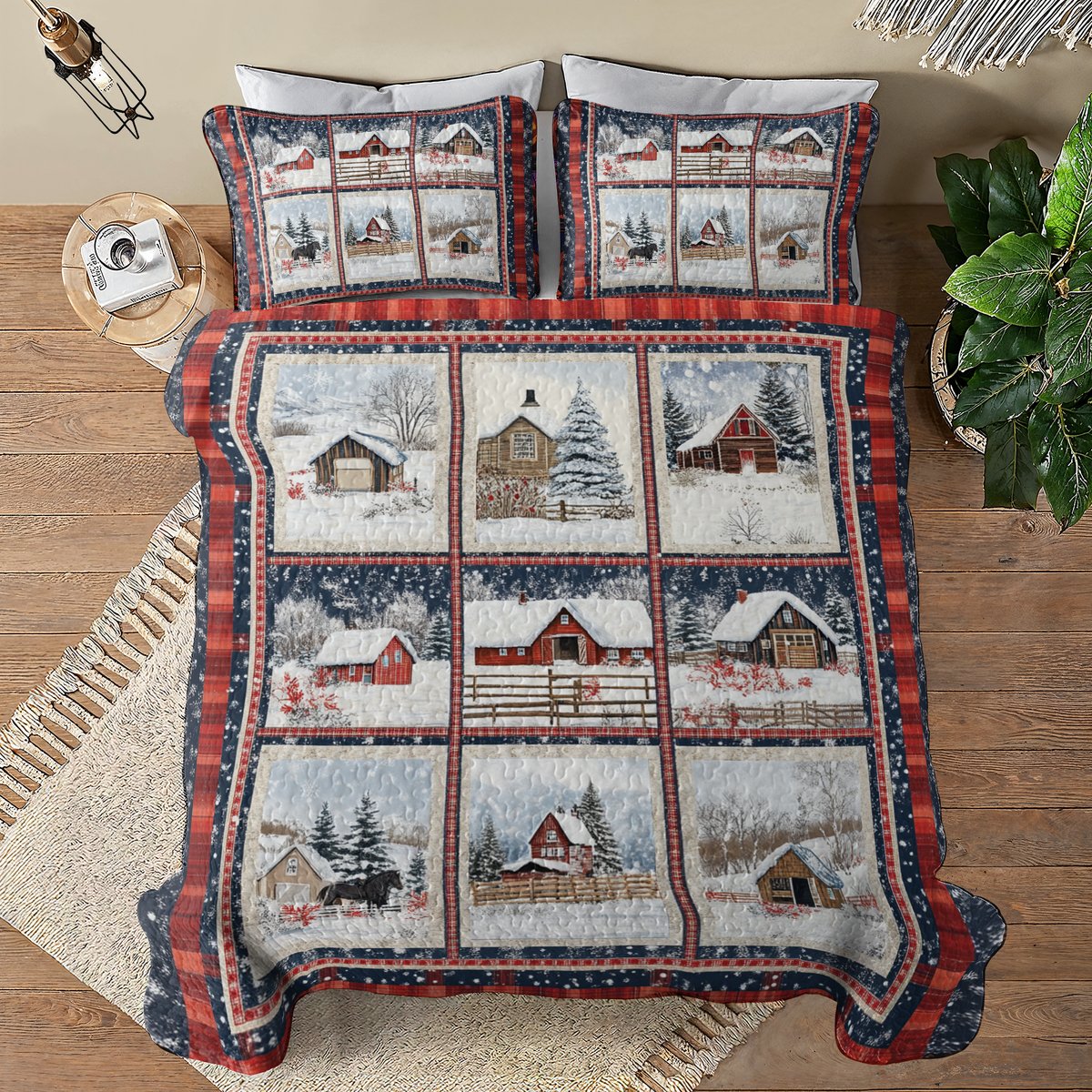 Shineful All Season Quilt 3-Piece Set Snowy Farmhouse