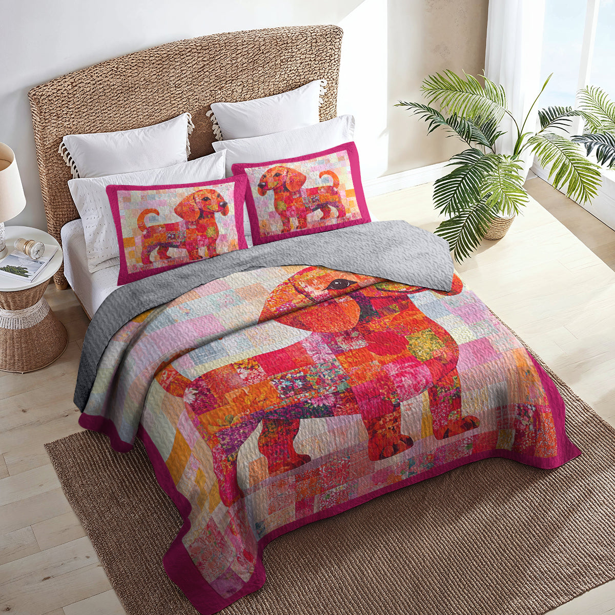 Shineful All Season Quilt 3-Piece Set Playful Puppy Patchwork