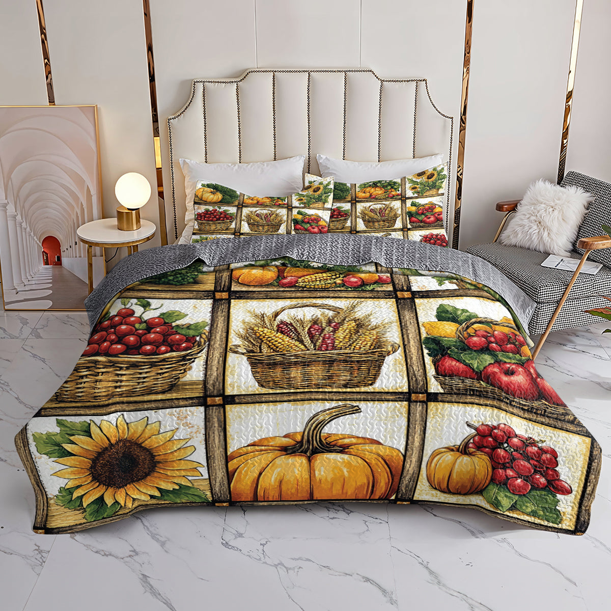 Shineful All Season Quilt 3-Piece Set Farm Fresh Produce V1