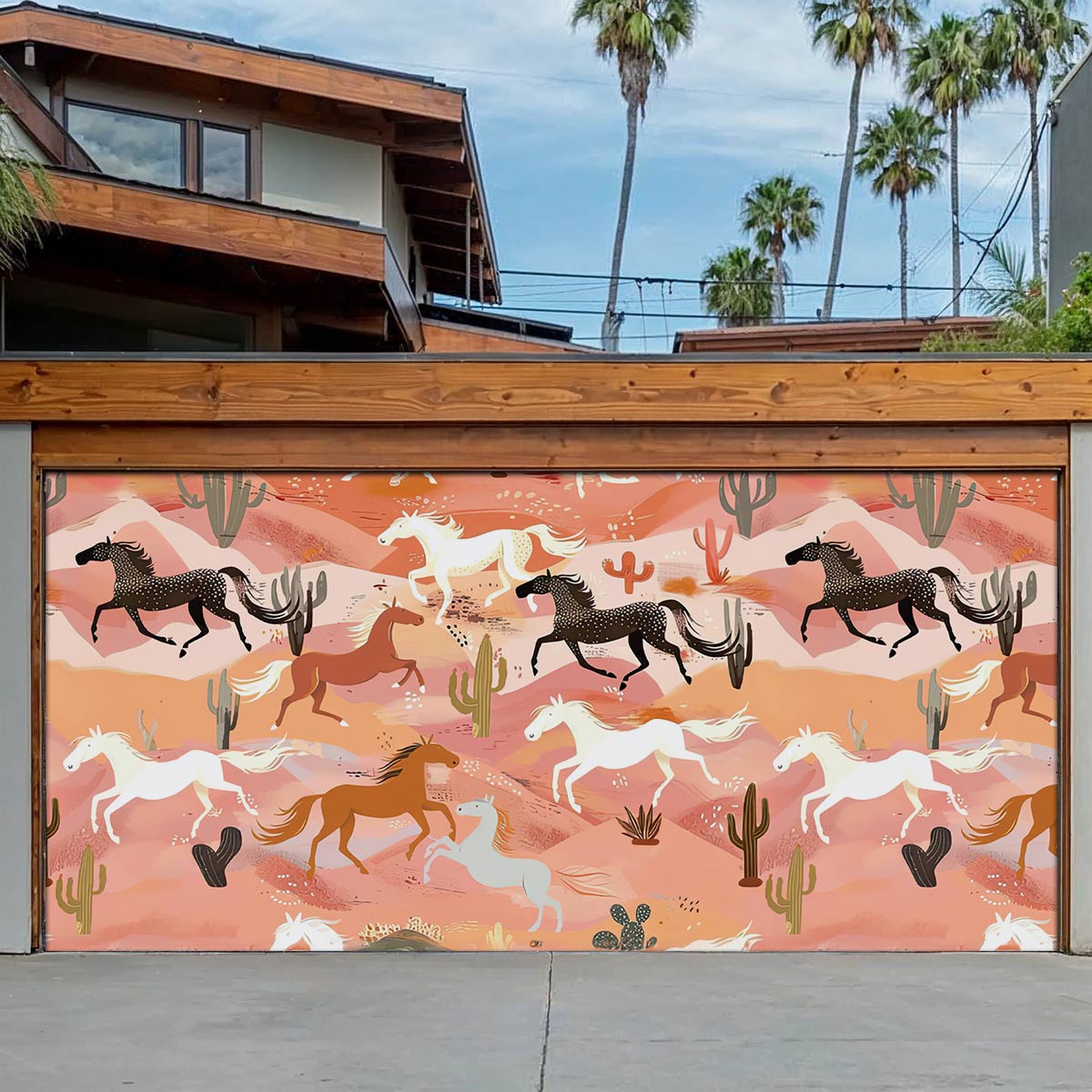 Shineful Garage Door Banner Decoration Desert Gallop