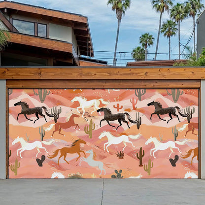 Shineful Garage Door Banner Decoration Desert Gallop