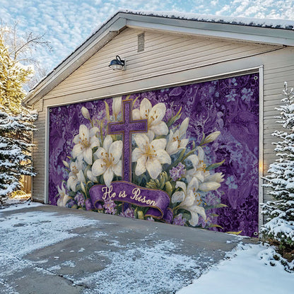 Shineful Garage Door Banner Decoration Easter Lily Cross