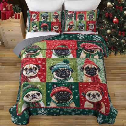 Shineful All Season Quilt 3-Piece Set Festive Frenchie