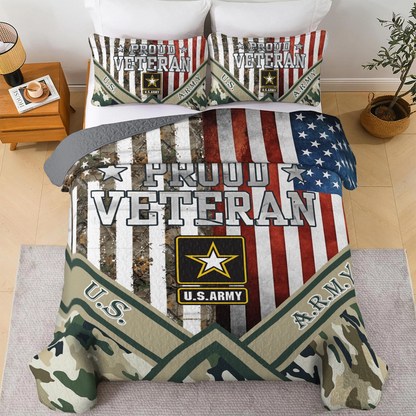 Shineful All Season Quilt 3-Piece Set American Veteran Pride