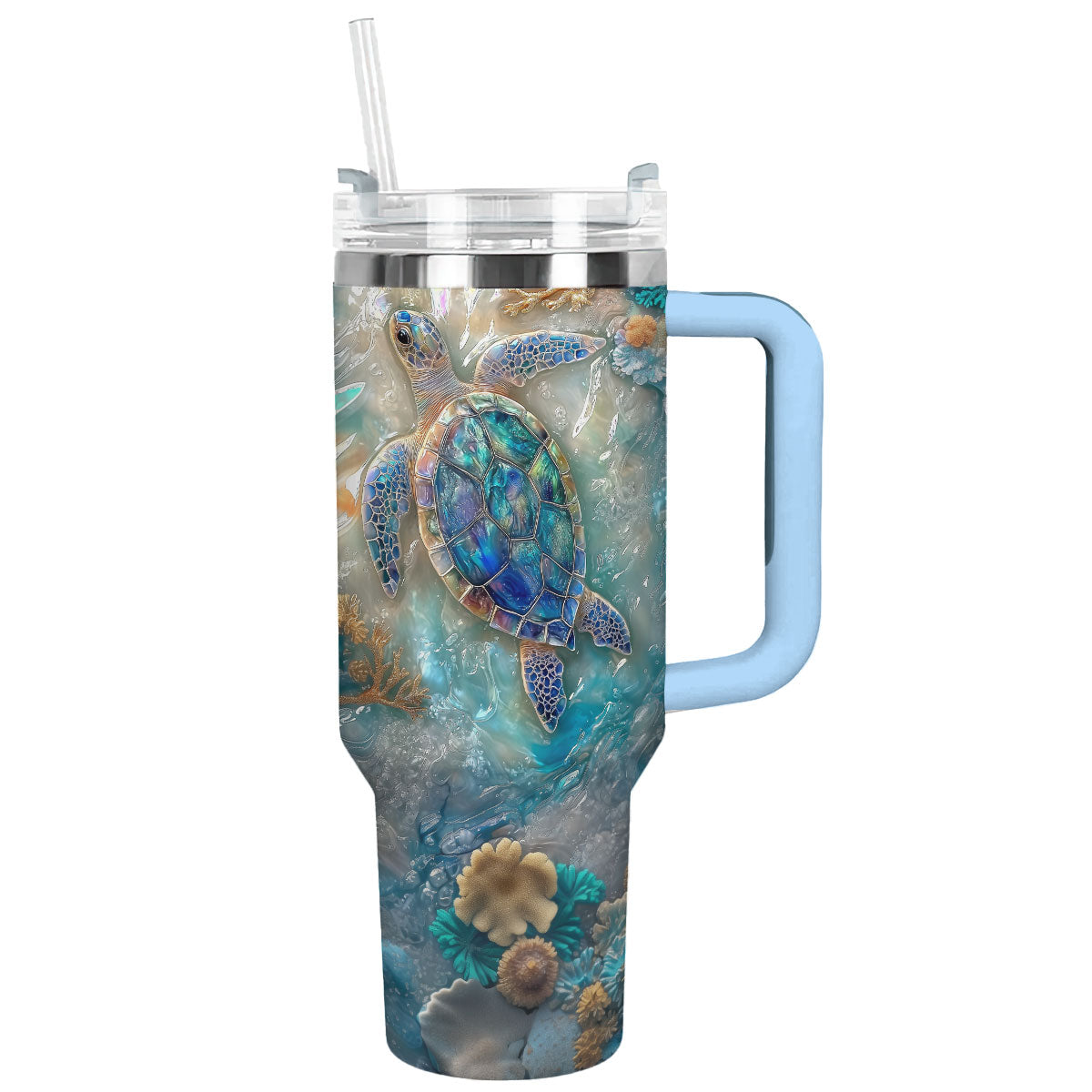 Shineful Glossy Tumbler - Azure Haven Sea Turtle