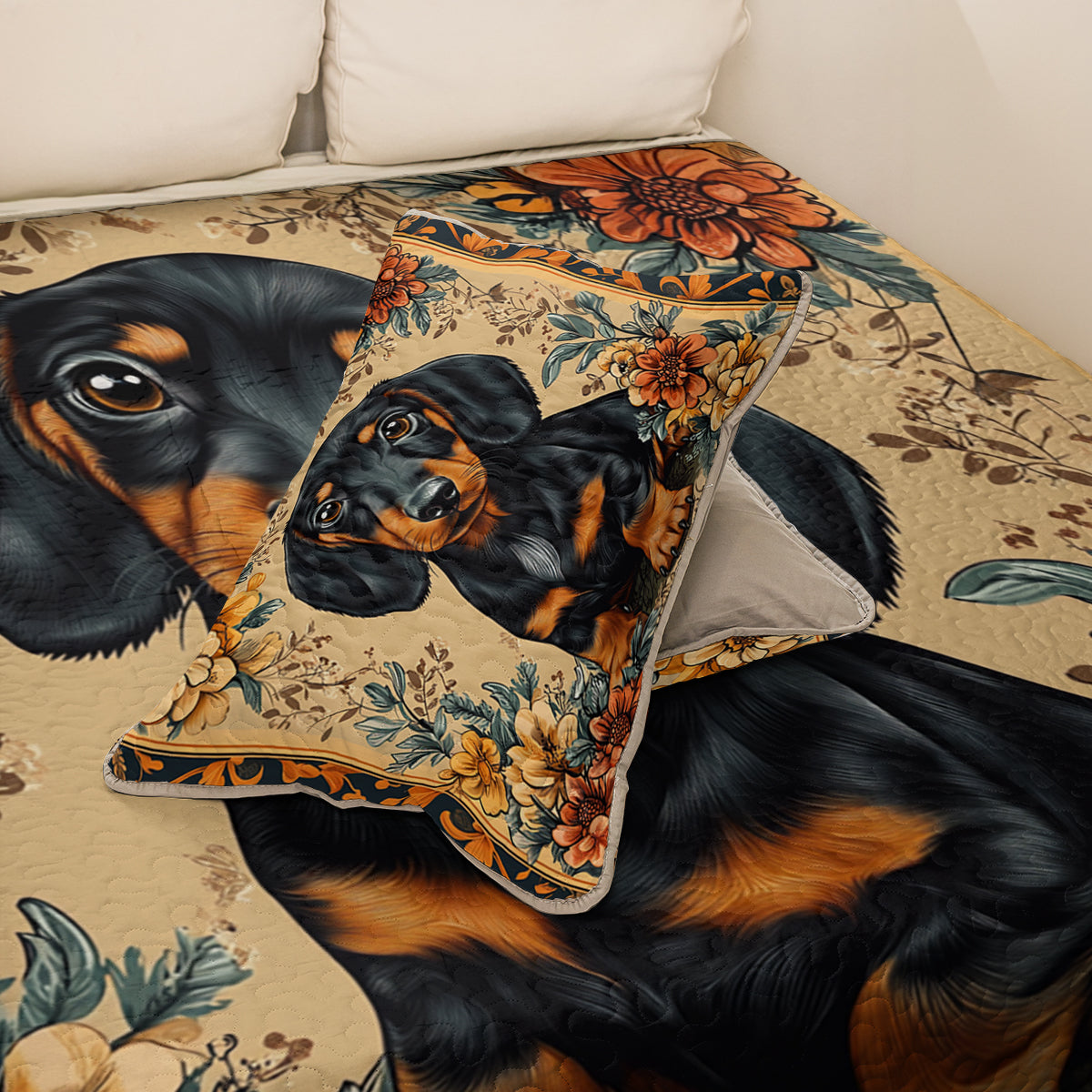 Shineful All Season Quilt 3-Piece Set Vintage Dachshund