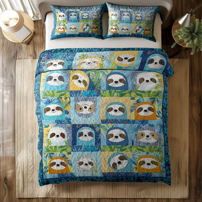 Shineful All Season Quilt 3-Piece Set Sloth Blue Slumber