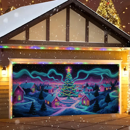 Shineful Garage Door Banner Decoration - Christmas Village Glow