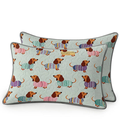 Shineful Quilt 3-Piece Set Colorful Dachshunds