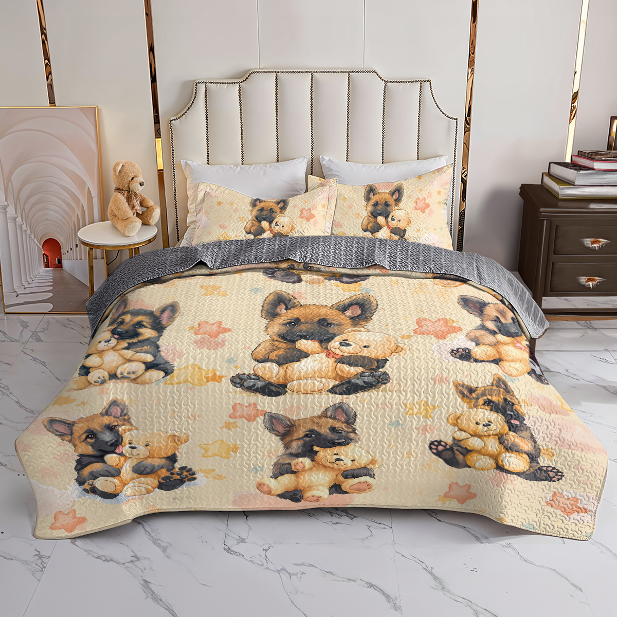 Shineful All Season Quilt 3-Piece Set Teddy & Shepherd