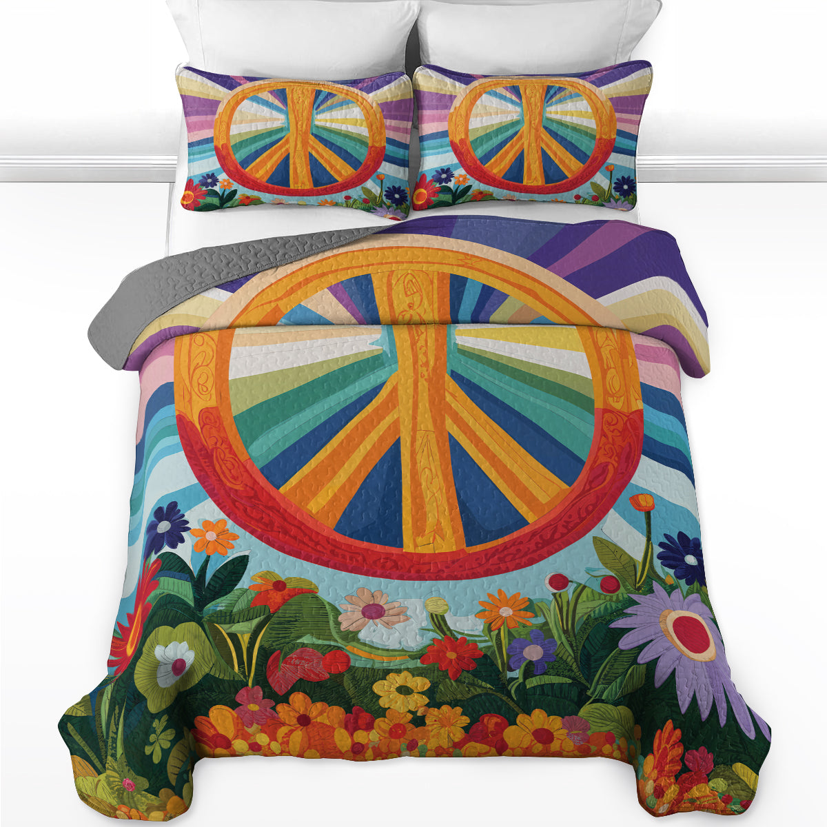 Shineful Quilt 3-Piece Set Peace Bloom