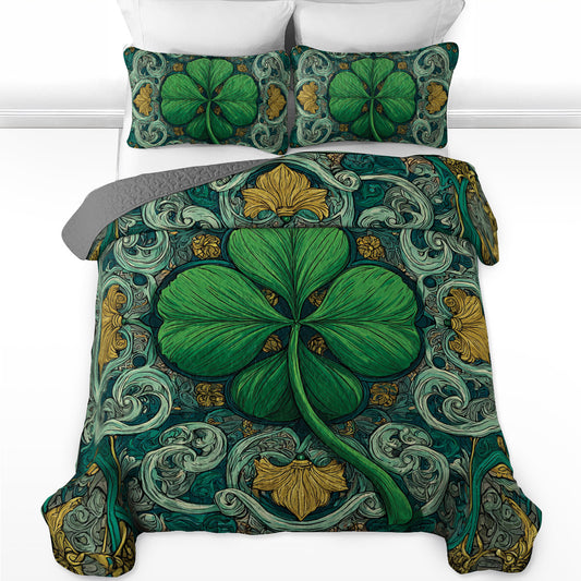Shineful All Season Quilt 3-Piece Set Emerald Fortune