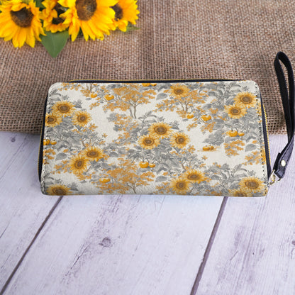 Shineful Leather Clutch Purse With Wristlet Strap Handle Georgia Sunshine Sunflower