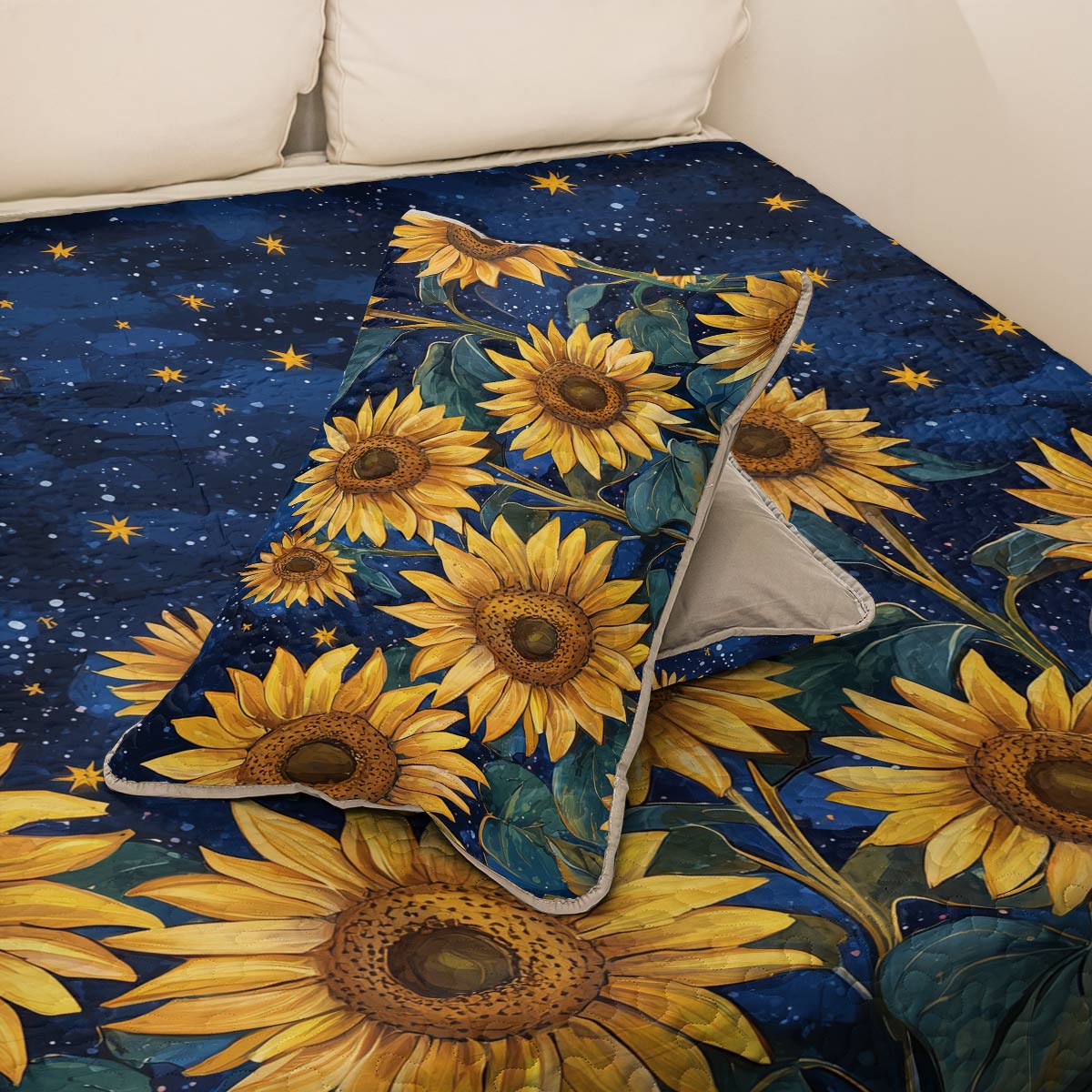 Shineful All Season Quilt 3-Piece Set - Sunflower Night Sky