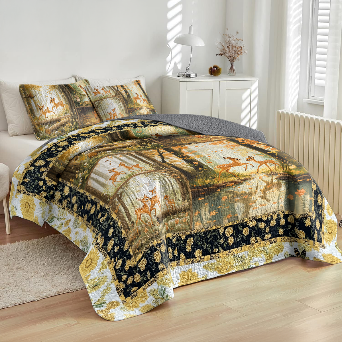 Shineful All Season Quilt 3-Piece Set Woodland Deer Dreams