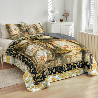 Shineful All Season Quilt 3-Piece Set Woodland Deer Dreams