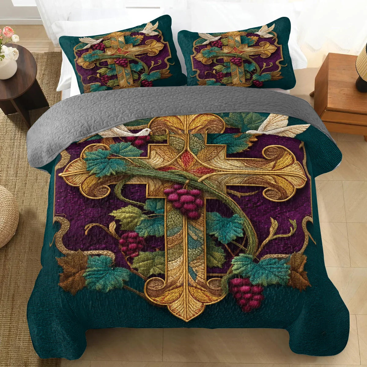 Shineful Quilt 3-Piece Set Vine of Eternal Grace