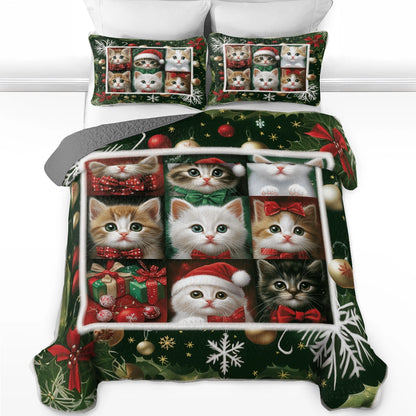 Shineful All Season Quilt 3-Piece Set Christmas Holiday Purr-fection