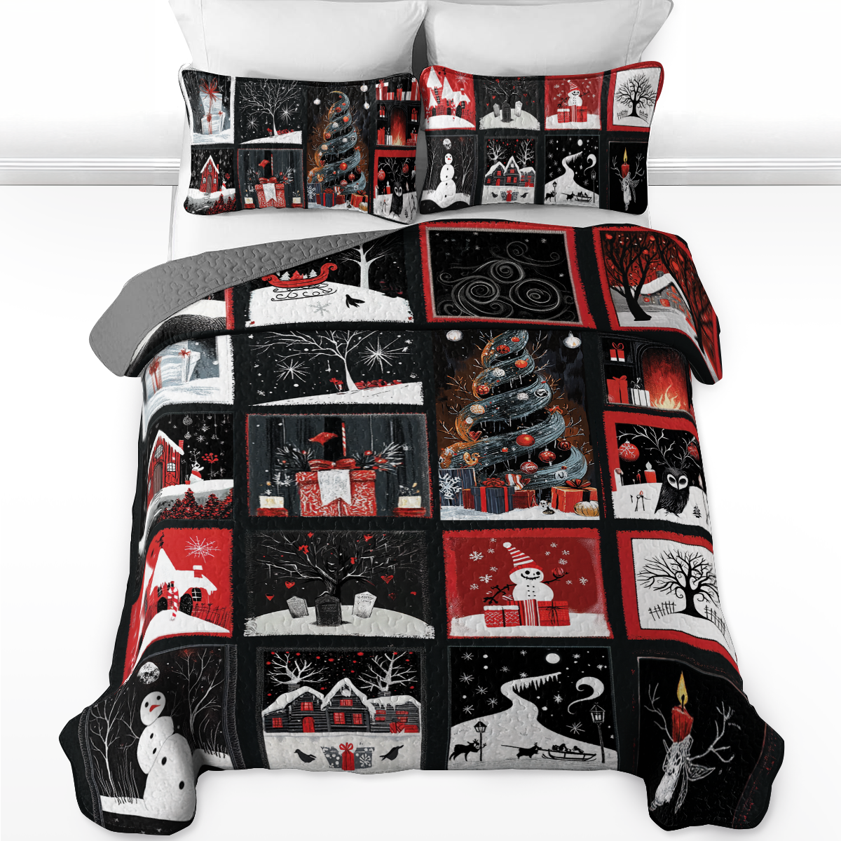 Shineful All Season Quilt 3-Piece Set Haunted Christmas Eve