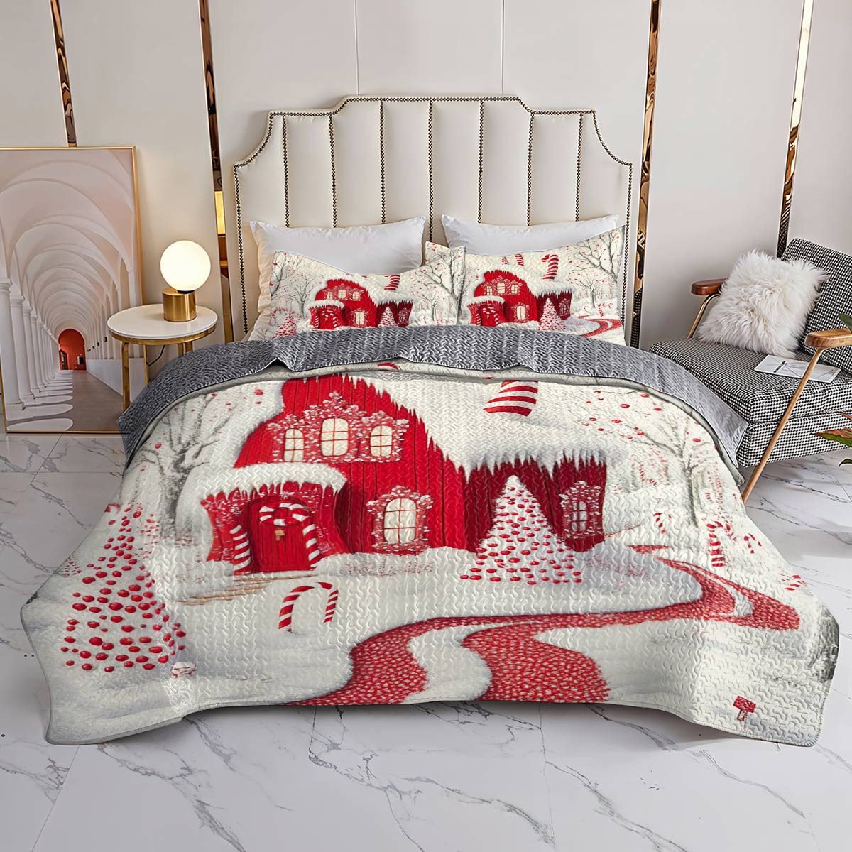 Shineful All Season Quilt 3-Piece Set Gentle Red House