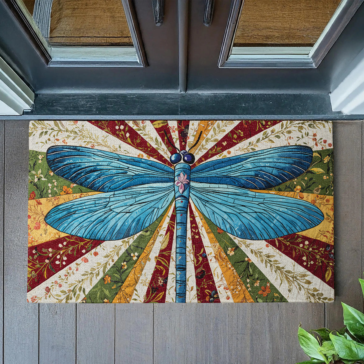 Shineful Dragonfly Bloom Ultra-Thin Non Skid Floor Mat, Kitchen Rugs