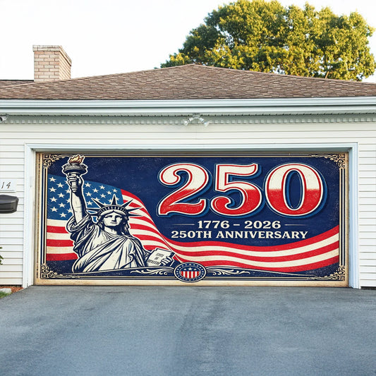 Shineful Garage Door Banner Decoration 250 Years of American Liberty