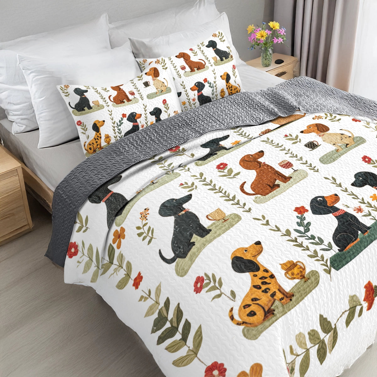 Shineful All Season Quilt 3-Piece Set Wagging Tails