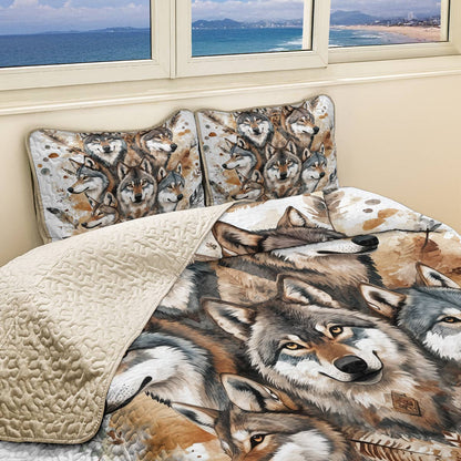 Shineful All Season Quilt 3-Piece Set - The Call Of The Wolf Pack