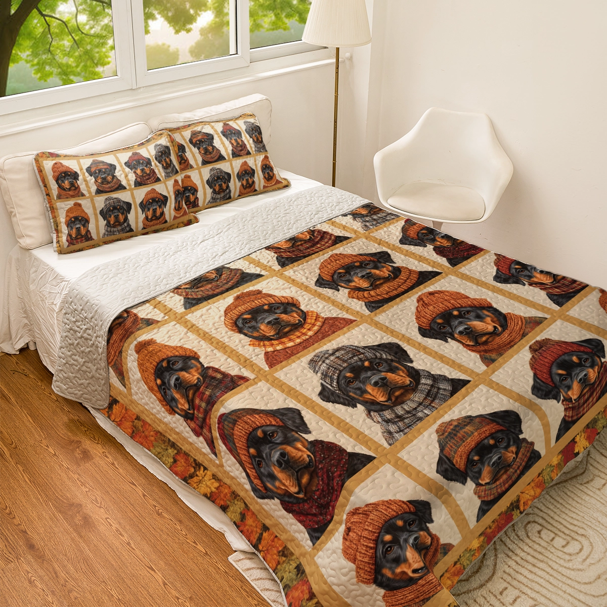 Shineful All Season Quilt 3-Piece Set - Rottie Fall Sweater
