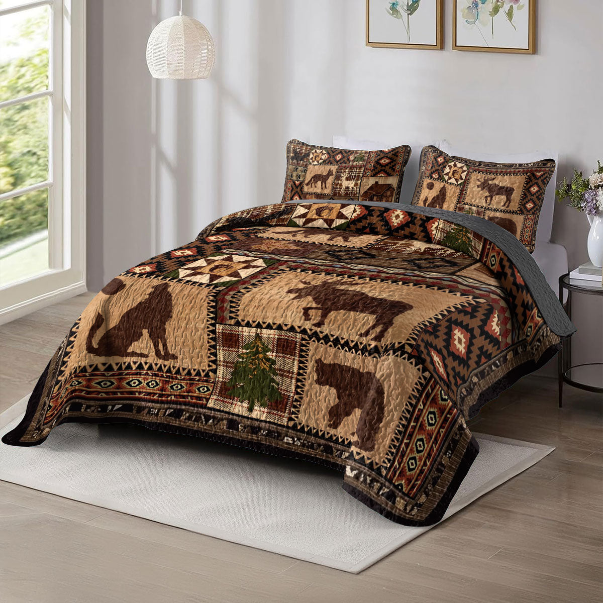 Shineful All Season Quilt 3-Piece Set Wild Forest Adventure