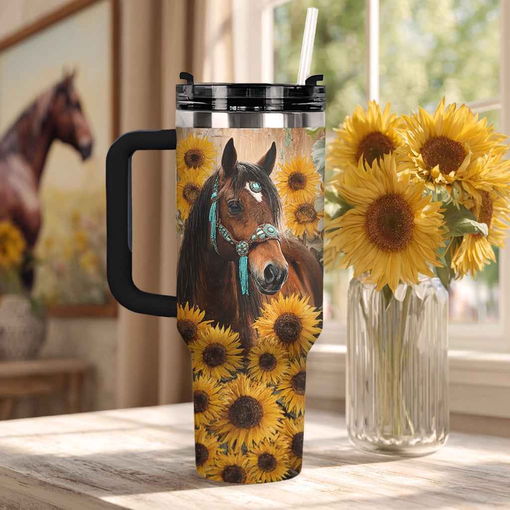 Shineful Tumbler Horse & Sunflower Bloom
