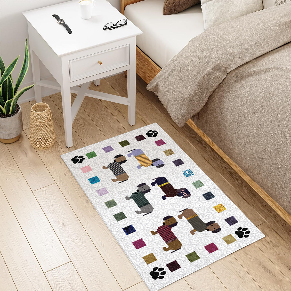 Shineful Dachshund Paws and Patches Ultra-Thin Non Skid Floor Mat, Kitchen Rugs